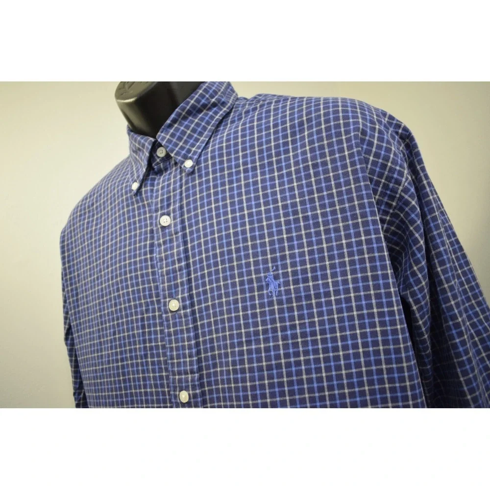 Polo Ralph Lauren Golf Dress Shirt Plaid Tilden Long Sleeve Button Up Mens Large